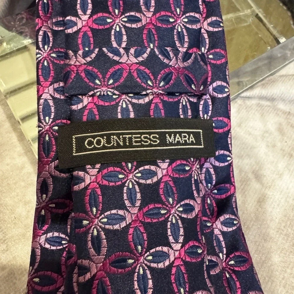 Vintage Countess Mara Silk Crown‎ Navy/Pinks Modern Tie